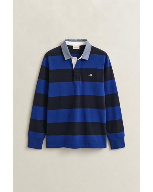 Gant Blue Chambray Collar Striped Heavy Rugger for men