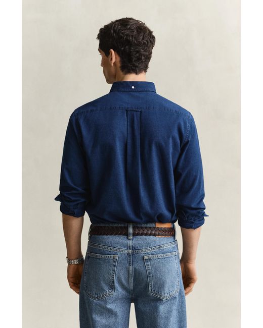 Gant Blue Oxford Shirt Dark for men