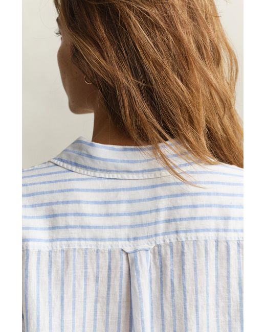 Gant White Relaxed Fit Striped Linen Shirt