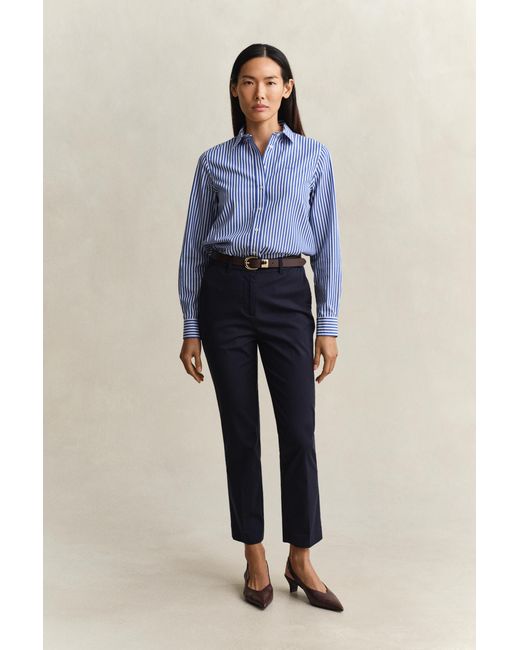 Gant Blue Regular Fit Striped Classic Poplin Shirt
