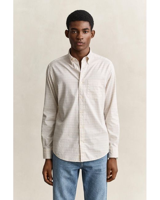 Gant Natural X Yale Checked Oxford Shirt Cream for men