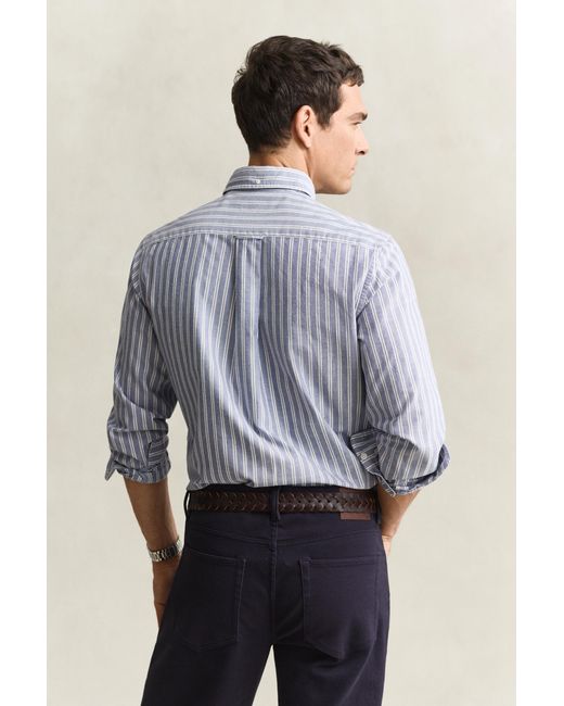 Gant Blue Striped Classic Oxford Shirt College for men