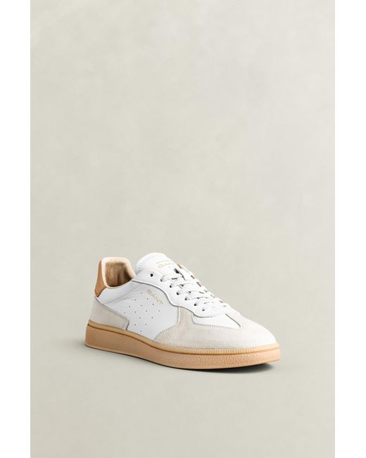 Gant White Cuzmo Leather Suede Sneakers for men