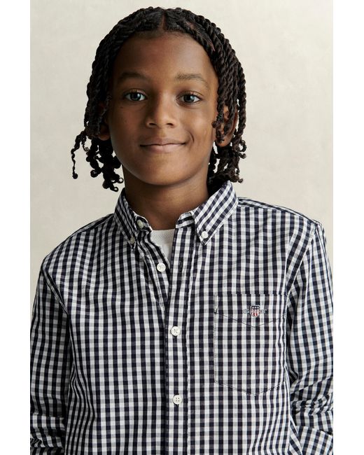 Gant Gray Teens Teen Boys Gingham Poplin Shirt Evening for men