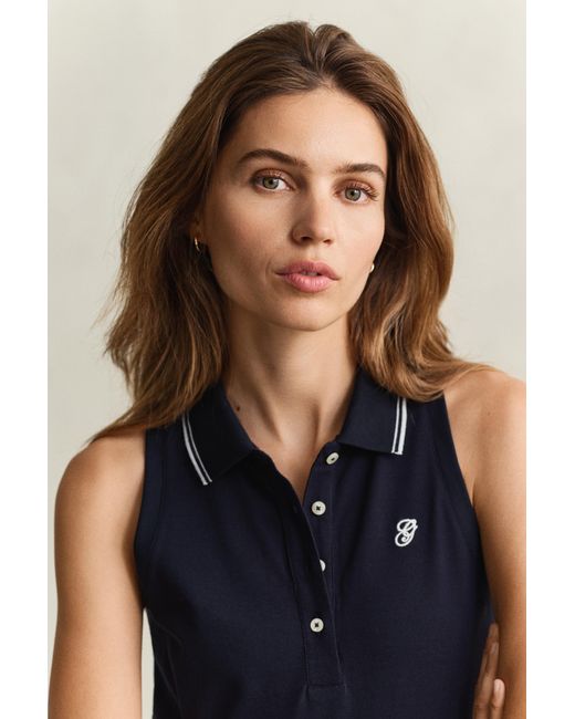 Gant Blue Sleeveless Piqué Polo Dress Evening
