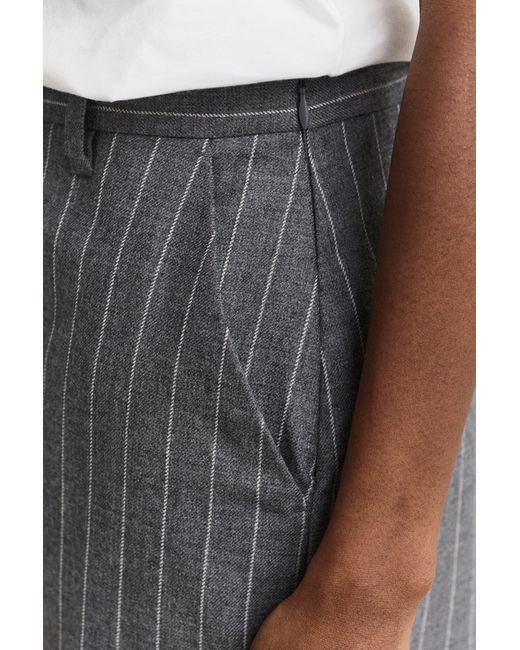 Gant Natural Pinstriped Wool Pencil Skirt Charcoal Melange