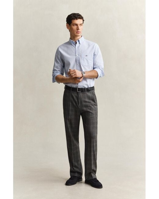 Gant Blue Striped Classic Poplin Shirt for men