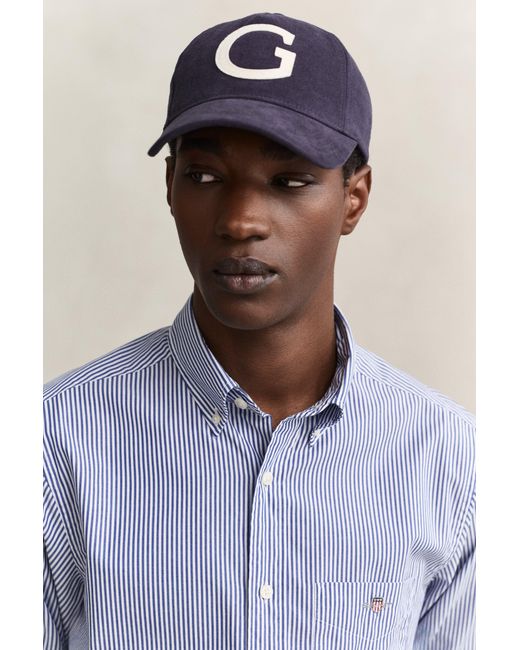 Gant Blue Classic Regular Striped Poplin Shirt College for men