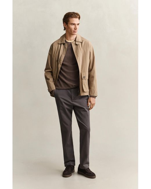 Gant Brown Textured Cotton Crew Neck Sweater for men