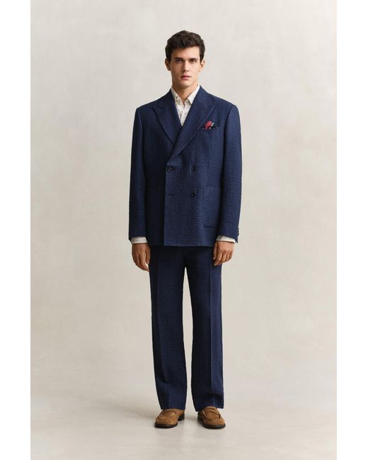 Gant Blue Seersucker Suit Jacket Mid for men