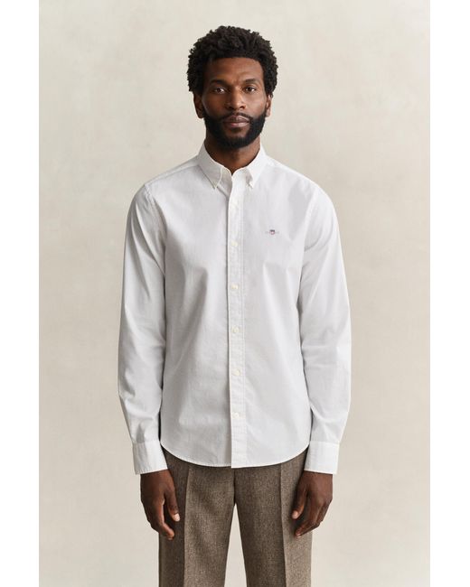 Gant White Classic Slim Poplin Shirt for men