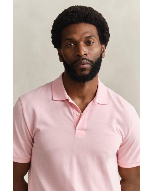 Gant Pink Two-Toned Polo Shirt for men