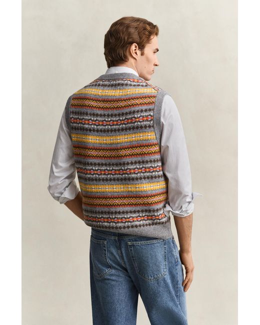 Gant Blue Fair Isle Vest for men