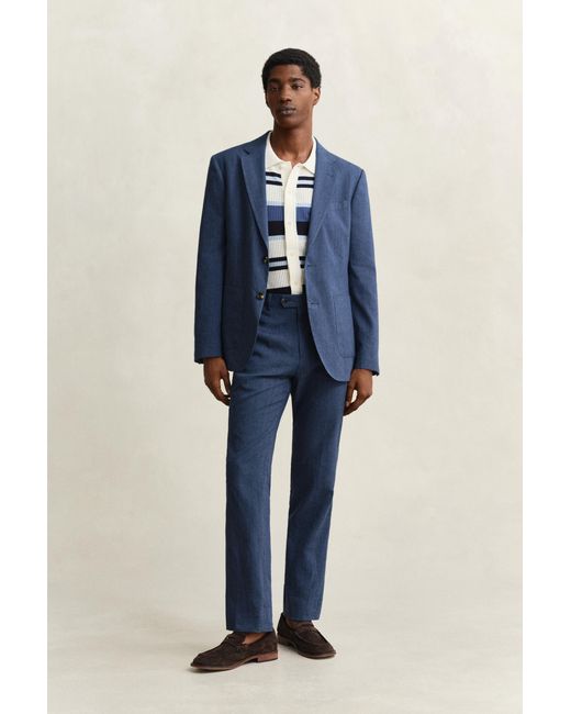 Gant Blue Linen Blend Suit Jacket Persian for men
