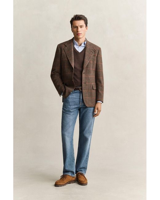 Gant Blue Cotton V-Neck Sweater for men