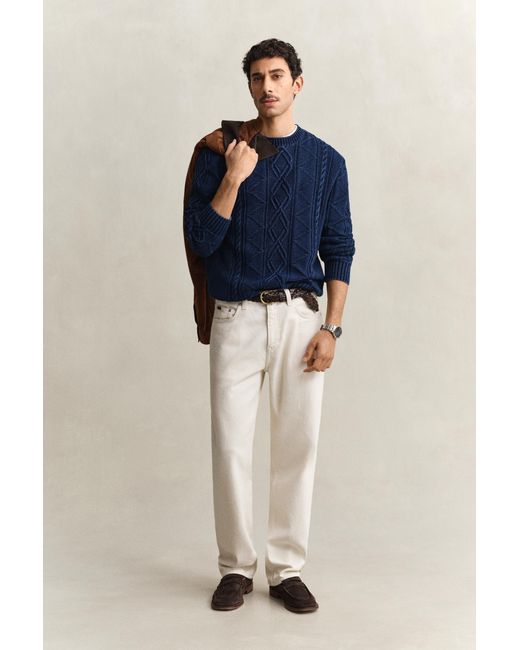 Gant Blue Cable Knit Sweater Rich for men