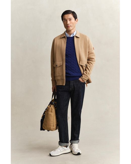 Gant Blue Ponte Di Roma Zip Sweatshirt Warm for men