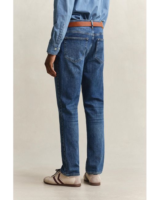Gant Blue Regular Fit Jeans Mid Broken In for men