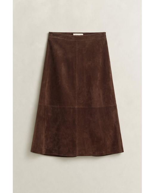 Gant Natural Flared Suede Skirt Deep