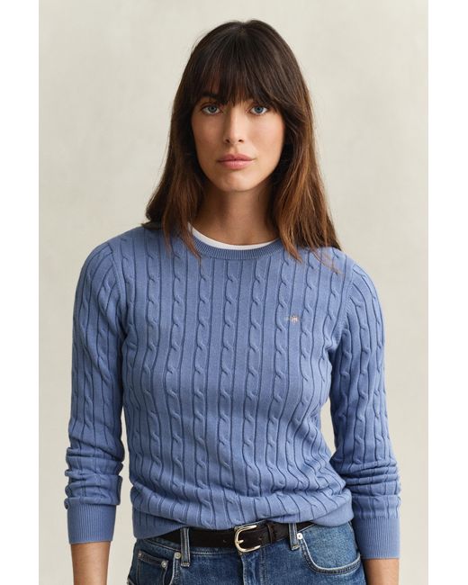 Gant Blue Classic Cable Knit Sweater