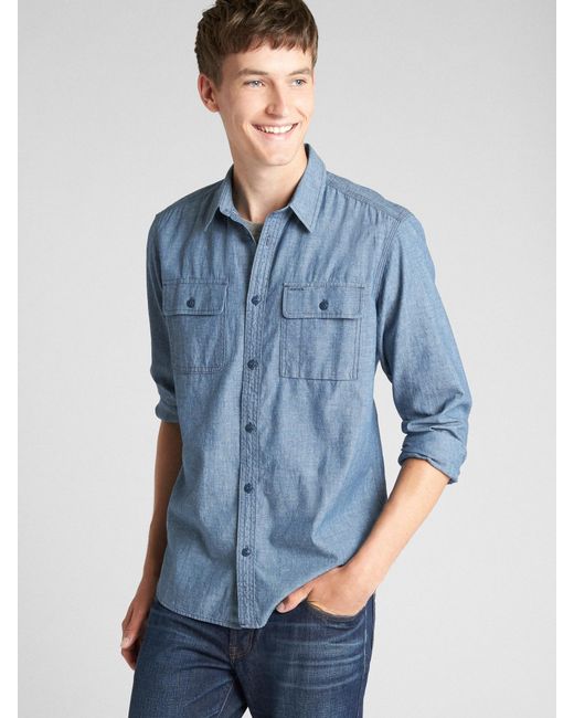 Gap Selvedge Denim Work Shirt in Indigo 
