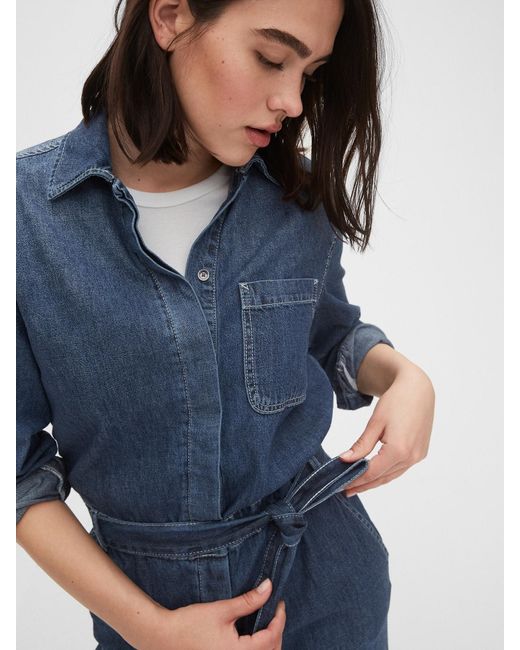 gap denim utility jumpsuit