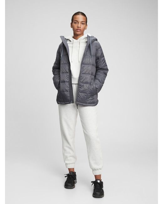 blue lightweight puffer jacket