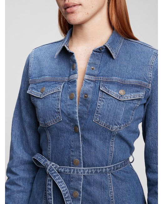 Gap Tailored Denim Dress in Blue | Lyst
