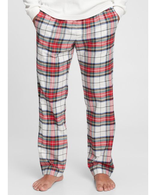 Pantalone pigiama in tela check di Gap in Red da Uomo
