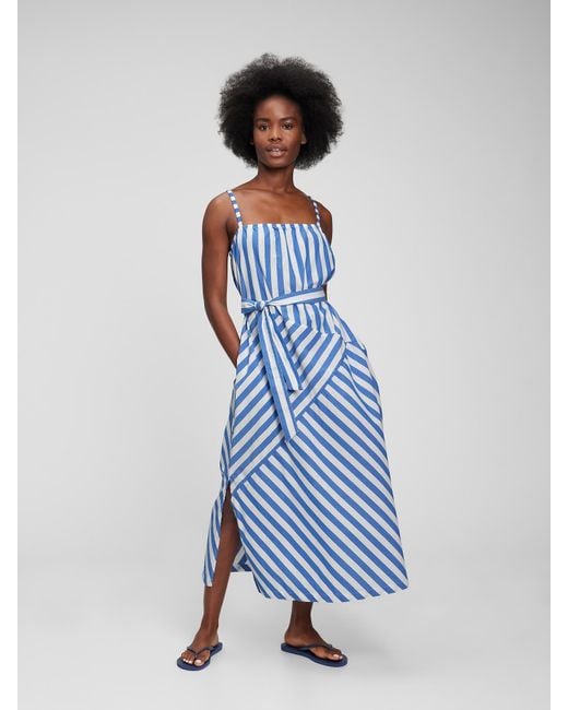 Gap Cotton Patchwork Midi Dress in Blue 
