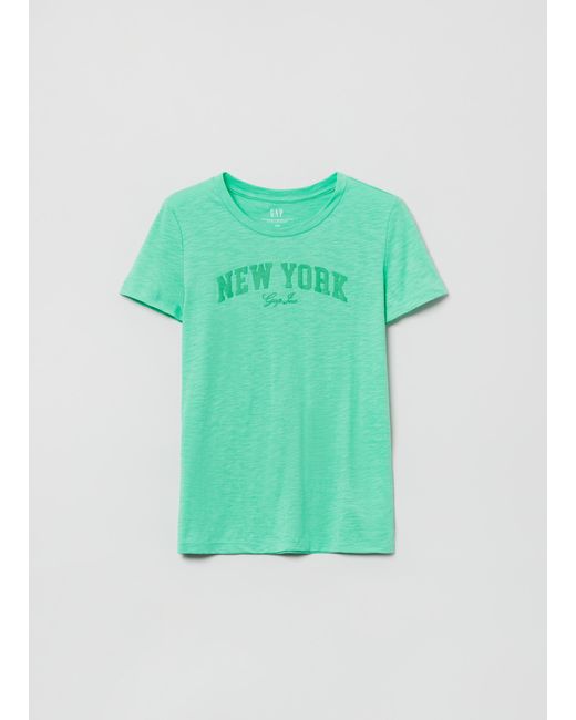 T-shirt in cotone slub con stampa NY di Gap in Green