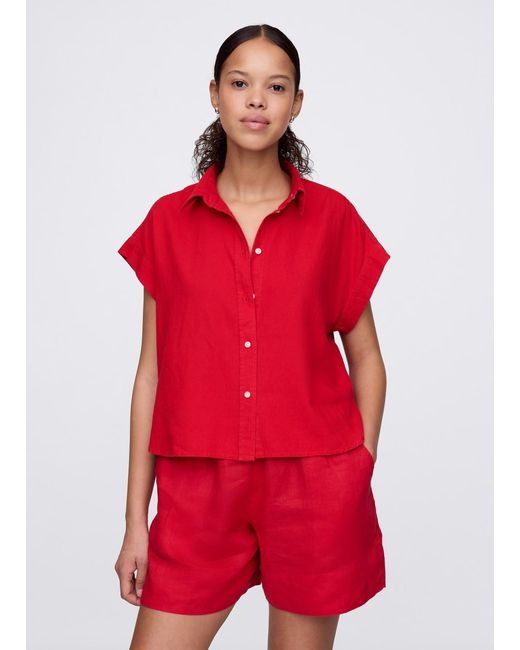 Camicia rossa in lino e viscosa di Gap in Red