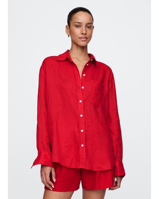 Camicia rossa in puro lino di Gap in Red