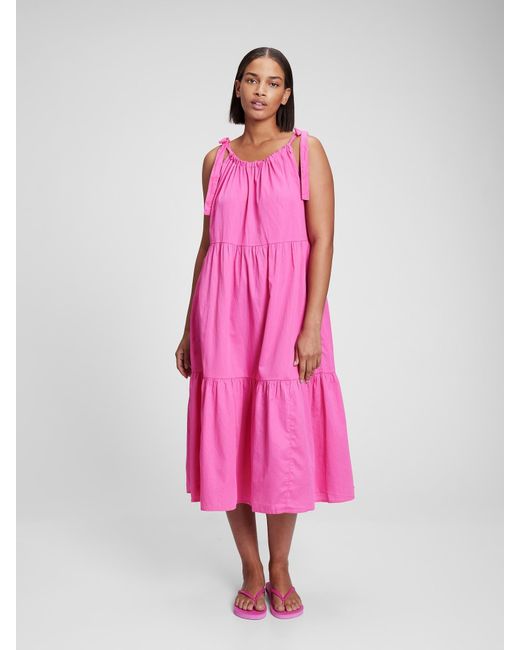 Gap Cotton Tie-shoulder Tiered Midi 