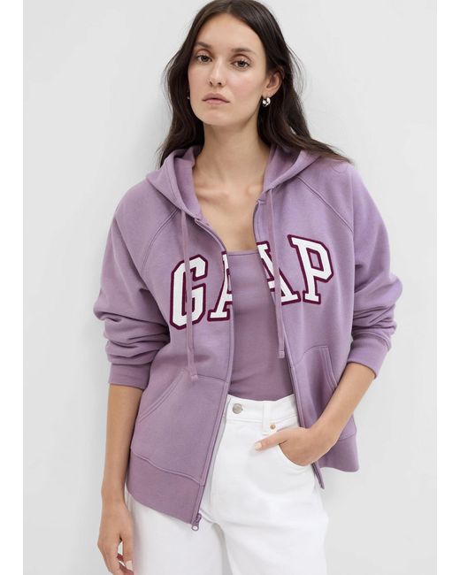 Full-zip con maniche raglan ricamo logo di Gap in Purple