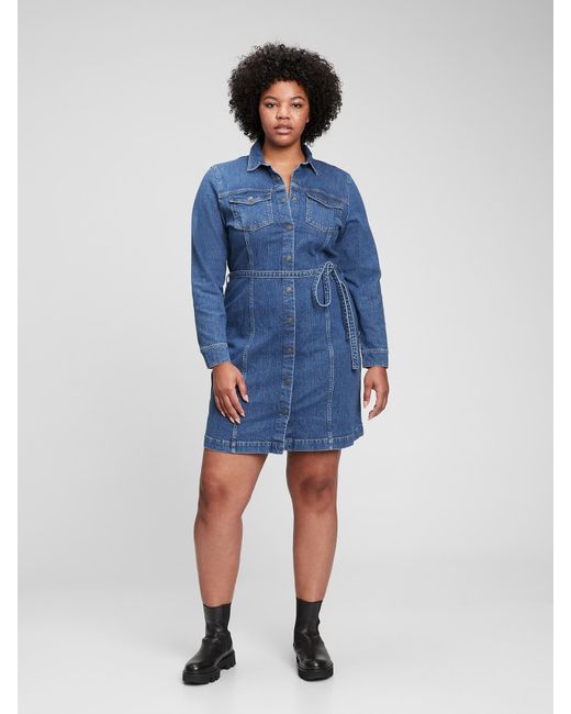 Gap Tailored Denim Dress in Blue | Lyst