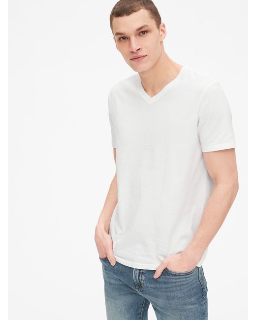 Gap Cotton Classic V T Shirt In White For Men Lyst