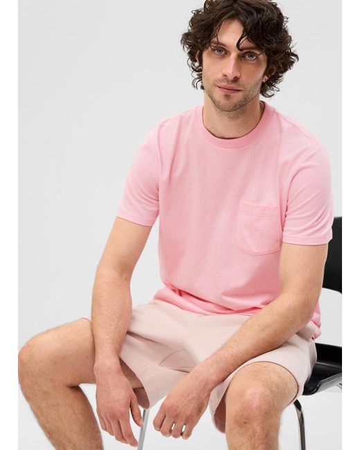 T-shirt in cotone bio con taschino di Gap in Pink da Uomo