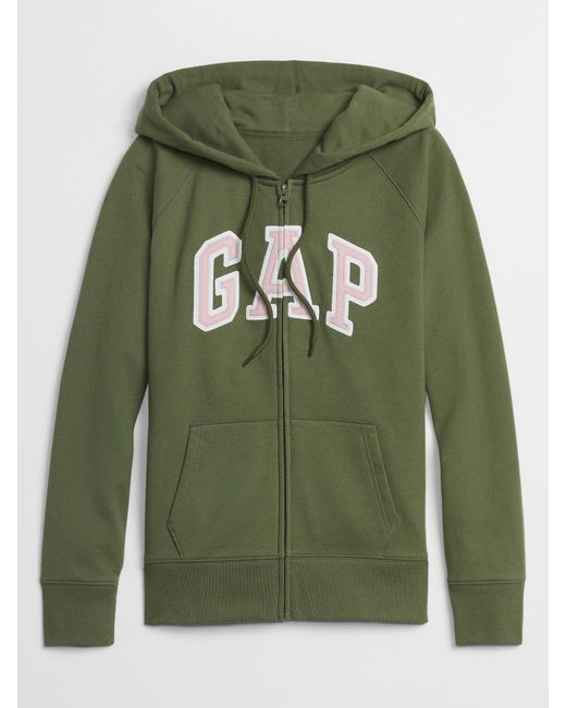 GAP Factory Gap Logo Zip Hoodie In Fleece in Green - Lyst