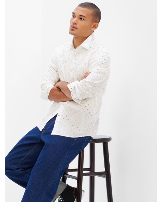 GAP Factory Stretch Poplin Shirt In Untucked Fit in White for Men | Lyst