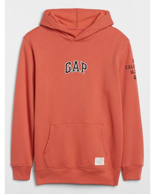 GAP Factory Fleece Gap Mini Logo Hoodie in Orange for Men - Lyst