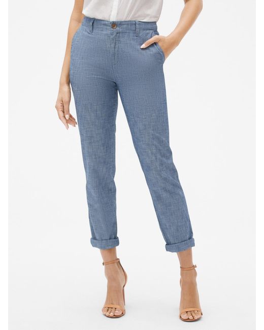 GAP Factory Denim Girlfriend Khakis In Chambray in Indigo Chambray (Blue) - Save 32% - Lyst