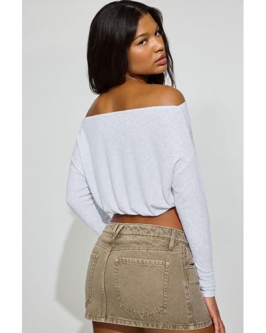 Garage White Serene Off Shoulder Long Sleeve Top