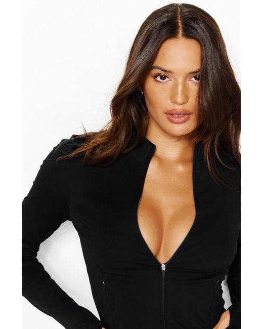 Garage Black Active Shirttail Zip Top