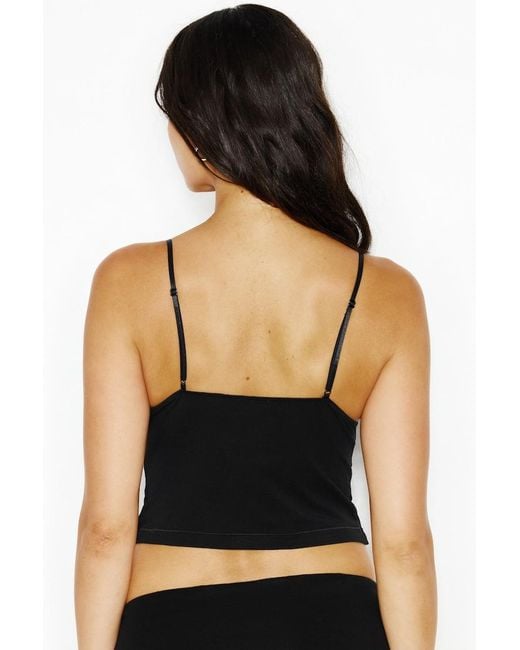 Garage Black Plunge Lace Trim Cami Top