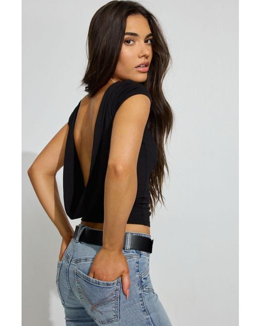 Garage Multicolor Cowl Back Short Sleeve Top