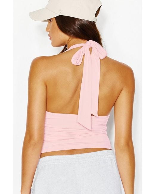 Garage White Ruched Pixie Halter Top