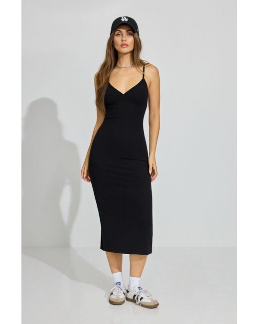 Garage Black V Neck Open Back Maxi Dress