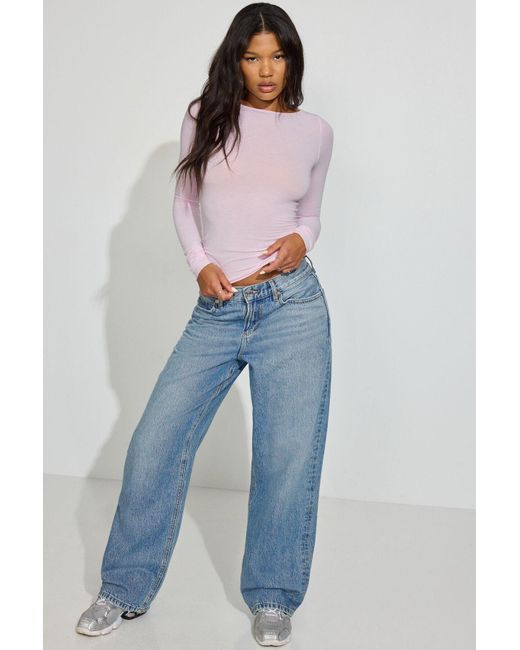 Garage Pink Cozy Boat Neck Long Sleeve Top