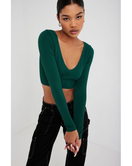Garage Stella Long Sleeve Seamless Top in Green Lyst